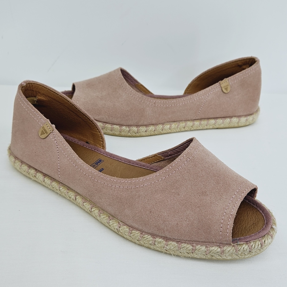 Verbenas Cruz Open Toe Suede Espadrille in Antique Pink Size 8.5-9